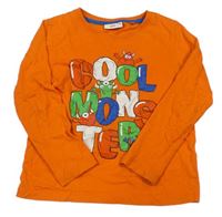 Oranžové tričko s nápismi a príšerkami Infinity kids