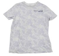 Fialovo-biele batikované tričko s nápismi F&F