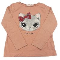 Pudrové tričko s mačičkou H&M