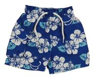 Tmavomodré květované plážové kraťasy Matalan 
