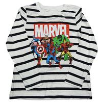 Bílo-černé pruhované triko s Avengers Marvel