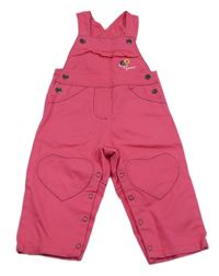 Nové - Tmavorůžové plátěné laclové kalhoty s výšivkami květů Lupilu