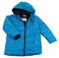 Modrá šušťáková zimná bunda s autom a kapucňou Topolino