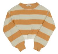 Oranžovo-krémový pruhovaný rebrovaný crop sveter H&M