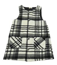 Světlešedo-černé kostkované vlněné propínací šaty F&F