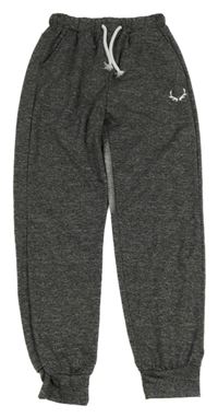 Tmavošedé melírované tepláky s parohy Shein