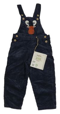 Nové - Tmavomodré manšestrové laclové kalhoty s losem Lupilu