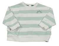 Bielo-svetlozelená pruhovaná oversize mikina s výšivkou Obaibi