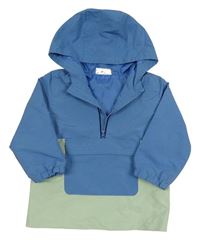 Modro-svetlozelená šušťáková jarná bunda s kapucňou Ergee