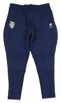 Tmavomodré sportovní capri tepláky s potiskem