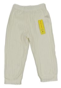 Nové - Smotanové rebrované úpletové tepláky Shein