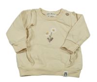 Béžová mikina s výšivkou kvetiny a volánikmi Rabbit+Bear