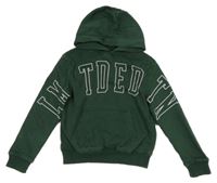 Tmavozelená mikina s nápisom a kapucňou George