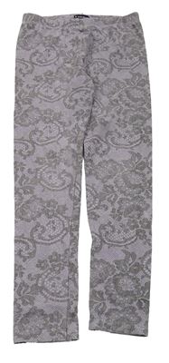 Fialovo-šedé vzorované legíny