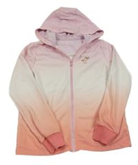 Ružovo-bielo-korálová ombré prepínaci mikina s palmami a kapucňou F&F