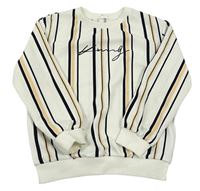 Smetanovo-čierno-marhuľová pruhovaná mikina s nápisom Shein