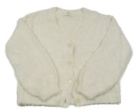 Smetanový chlupatý propínací svetr H&M