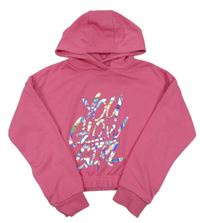 Tmavoružová crop mikina s nápisom a kapucňou Matalan