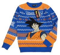Nové - Modro-oranžový vzorovaný sveter s klukem - DragonBall Z Primark