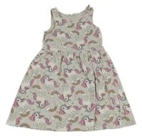 Sivé melírované bavlnené šaty s jednorožcami H&M