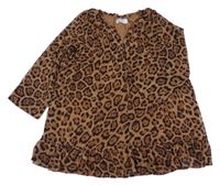 Hnedé šifónové šaty s leopardím vzorom H&M