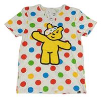 Nové - Biele bodkovaná é tričko s Pudseym George