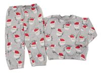 2set - Šedá melírovaná mikina se Santy + tepláky F&F
