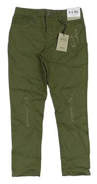 Khaki skinny rifle s vyšúchaním Denim Co