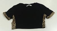 Čierny crop top s leopardím vzorom Shein