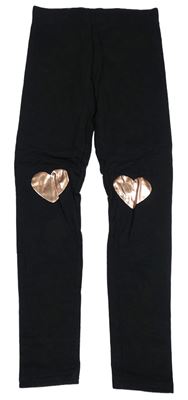 Černé silnější legíny se srdíčky H&M