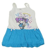 Bielo-modré šaty s Hello Kitty