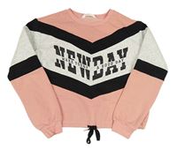 Růžovo-šedá crop mikina s nápisem H&M