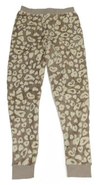 Hnědo-smetanové leopardí chlupaté kalhoty Matalan