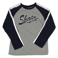 Šedo-tmavomodré triko s nápisem Pocopiano