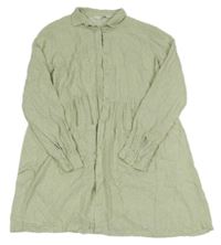 Svetlozelené kvetované ľahké prepínaci šaty s golierikom H&M