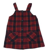 Červeno-tmavomodré kockované prepínaci vlnené šaty F&F