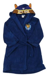 Tmavomodrý chlupatý župan s Tlapkovou patrolou a kapucí 