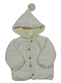 Bílý zateplený propínací svetr s kapucí Matalan