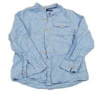 Modrá melírovaná lněná košile Next