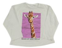 Bílé triko s žirafou Zara