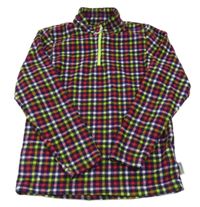 Fialovo-zelená kockovaná fleecová mikina