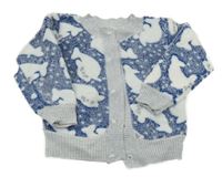 Modro-bielo-sivá chlpatá prepínaci mikina s duchy