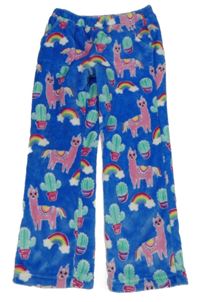 Modro-ružové plyšové tepláky s lamami