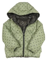 Zelená puntíkatá šusťáková zimní oboustranná bunda s kapucí Mayoral