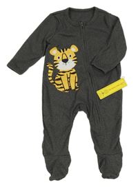 Nové - Tmavosivý melírovaný overal s tigrom shein