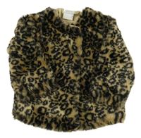 Béžovo-černý kožešinový leopardí podšitý kabátek Mamas&Papas