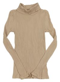 Pudrové rebrované tričko s rolákom C&A