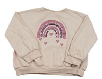 Svetloružová mikina s duhou z flitrů Next