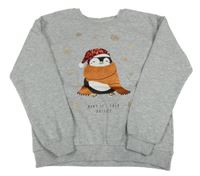 Sivá melírovaná mikina s tučňáčkem onlly