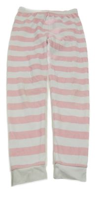 Bílo-růžové pruhované sametové pyžamové kalhoty C&A